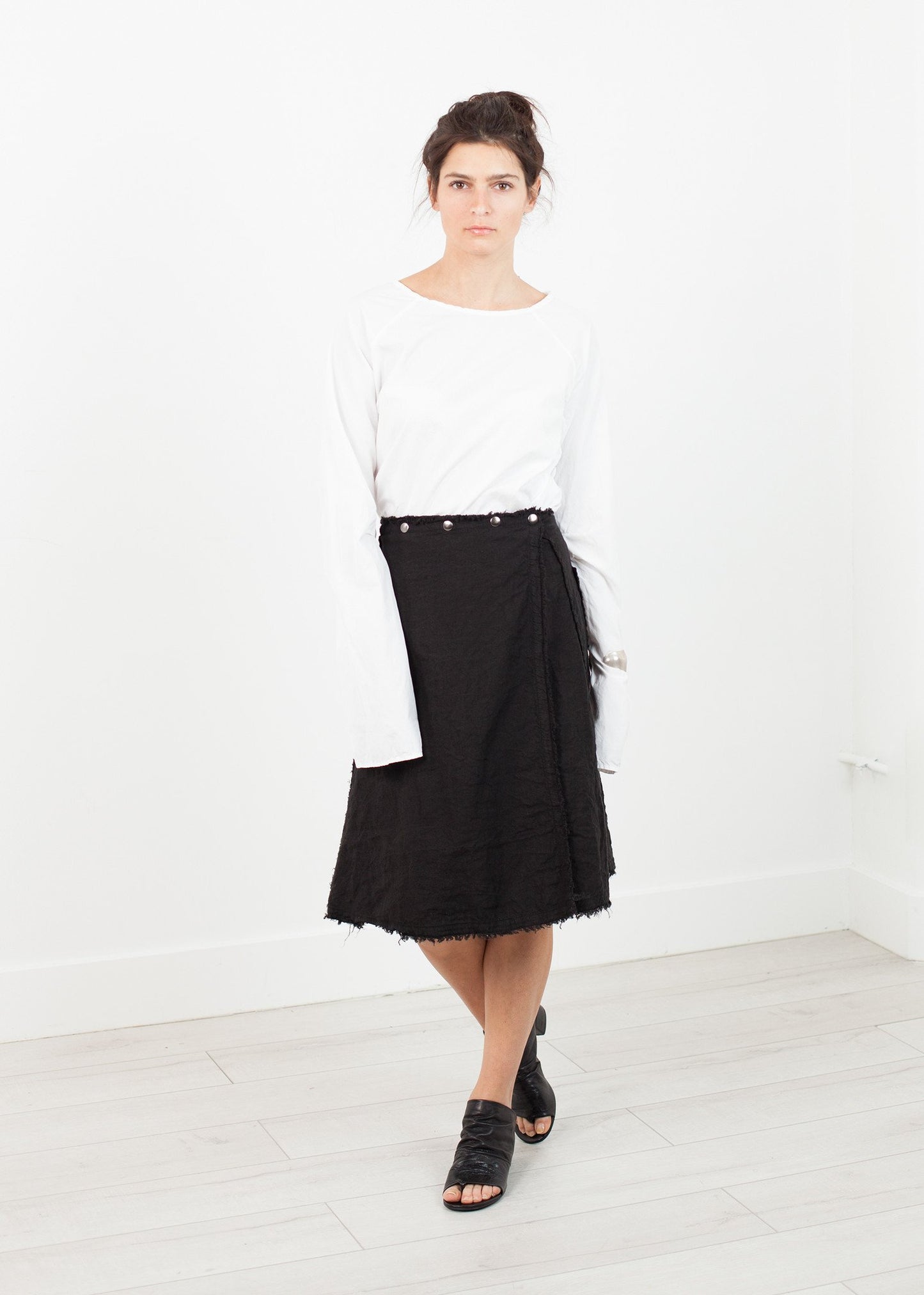 Wrap Snap Skirt in Black